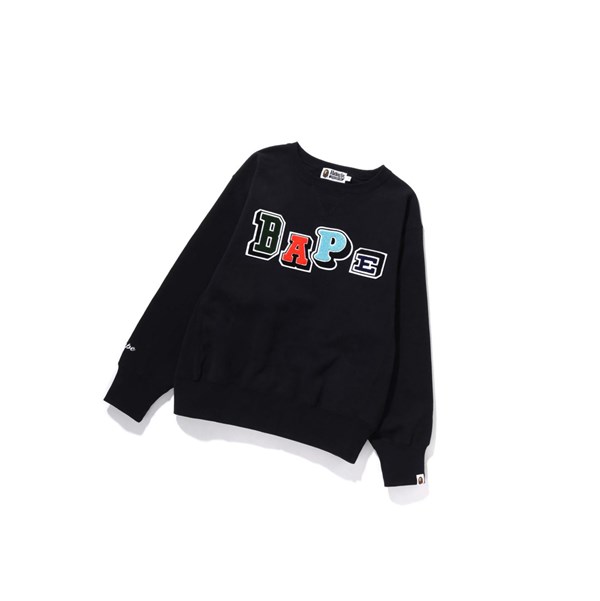 Bluzy Damskie A BATHING APE Bape Multi Fonts Szerokie Crewneck Czarne | MVIC-36405