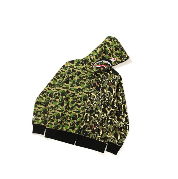 Bluzy Z Kapturem Męskie A BATHING APE Bape X Mo'Wax X Unkle Bape Camo Zip Throughs Zielone | ODKI-64709