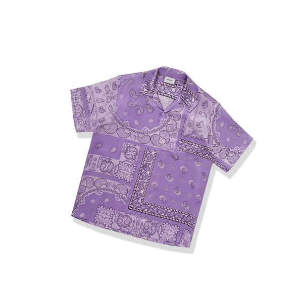 Koszule Męskie A BATHING APE Bape Paisley Print Krótkie Sleeve Fioletowe | FTQN-18273