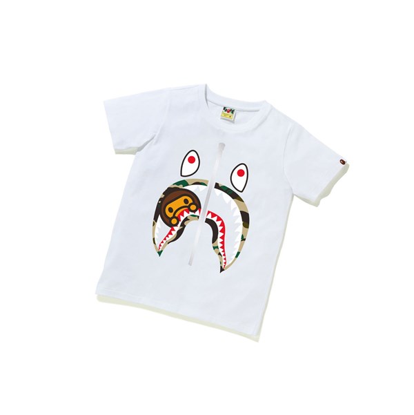 Koszulki Damskie A BATHING APE Bape 1st Camo Milo Shark Tee Krótkie Sleeve Białe | TNXI-46957