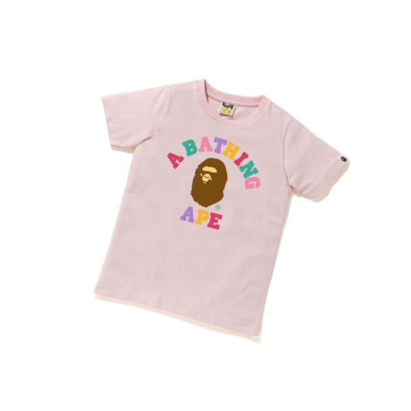 Koszulki Damskie A BATHING APE Bape Colors College Tee Krótkie Sleeve Różowe | LVTB-54306