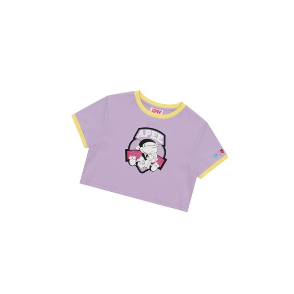 Koszulki Damskie A BATHING APE Bape Graphic Cropped Tee Krótkie Sleeve Fioletowe | UDXL-78960