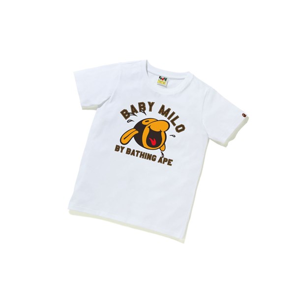 Koszulki Damskie A BATHING APE Bape Klasyczne Baby Milo Tee #1 Krótkie Sleeve Białe | OLZB-98457