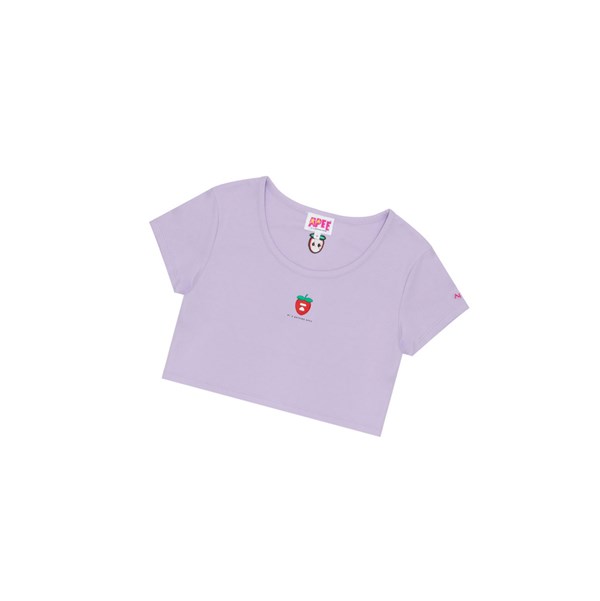 Koszulki Damskie A BATHING APE Bape Logo Berry Tee Krótkie Sleeve Lilac | DPMJ-60721