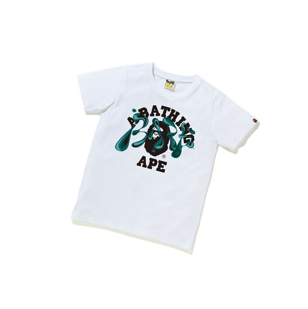 Koszulki Damskie A BATHING APE Bape Marble Camo Liquid College Tee Krótkie Sleeve Białe | FARX-27145