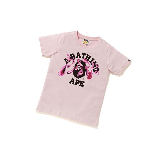 Koszulki Damskie A BATHING APE Bape Marble Camo Liquid College Tee Krótkie Sleeve Różowe | HCSF-56109