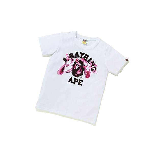 Koszulki Damskie A BATHING APE Bape Marble Camo Liquid College Tee Krótkie Sleeve Białe | WKTA-94521