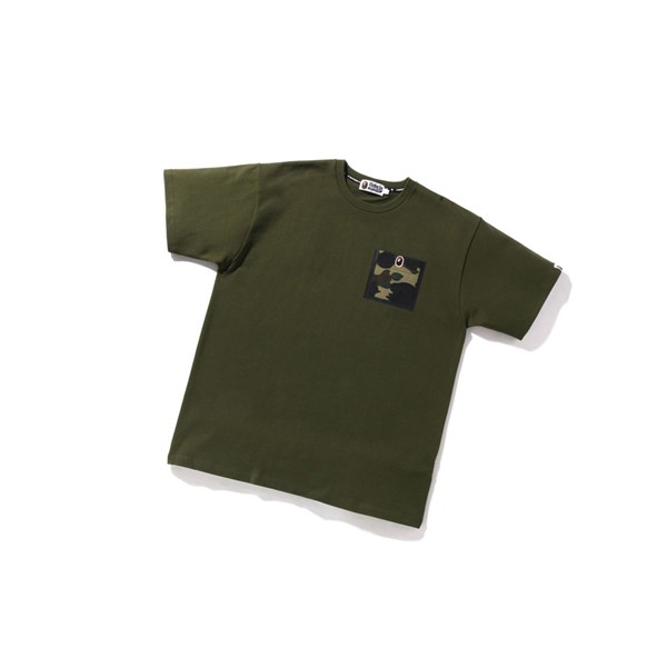 Koszulki Męskie A BATHING APE Bape 1st Camo Pocket Tee Krótkie Sleeve Zielone | LKOP-78560