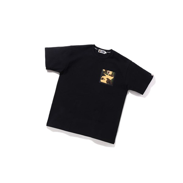 Koszulki Męskie A BATHING APE Bape 1st Camo Pocket Tee Krótkie Sleeve Czarne | YRAG-58436