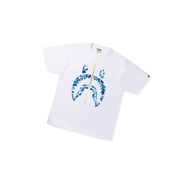 Koszulki Męskie A BATHING APE Bape Abc Camo Shark Tee Krótkie Sleeve Białe | HJBA-81763