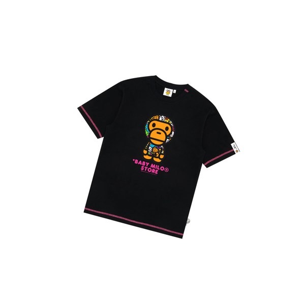 Koszulki Męskie A BATHING APE Bape Baby Milo Tee Krótkie Sleeve Czarne | LGPF-87256