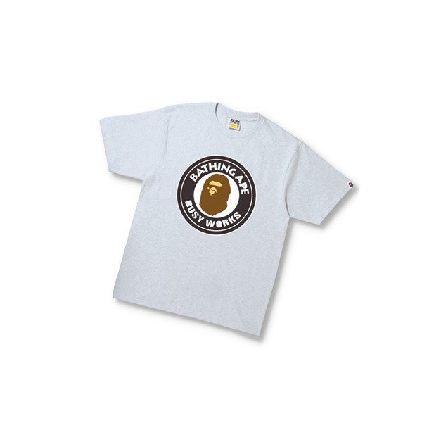 Koszulki Męskie A BATHING APE Bape Busy Works Tee Krótkie Sleeve Szare | CQWY-12869