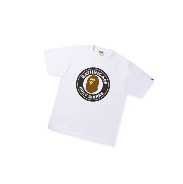 Koszulki Męskie A BATHING APE Bape Busy Works Tee Krótkie Sleeve Białe | DWGI-48293