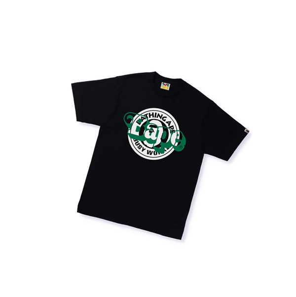 Koszulki Męskie A BATHING APE Bape Busy Works Multi Print Tee Krótkie Sleeve Czarne | LGYC-06245