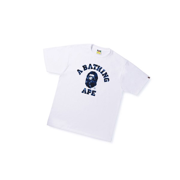 Koszulki Męskie A BATHING APE Bape Color Camo A College Tee Krótkie Sleeve Białe | AOWM-46587