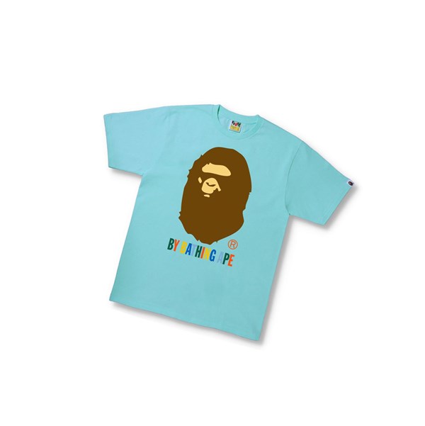 Koszulki Męskie A BATHING APE Bape Colors By Bathing Ape Tee Krótkie Sleeve Niebieskie | DPYH-35079