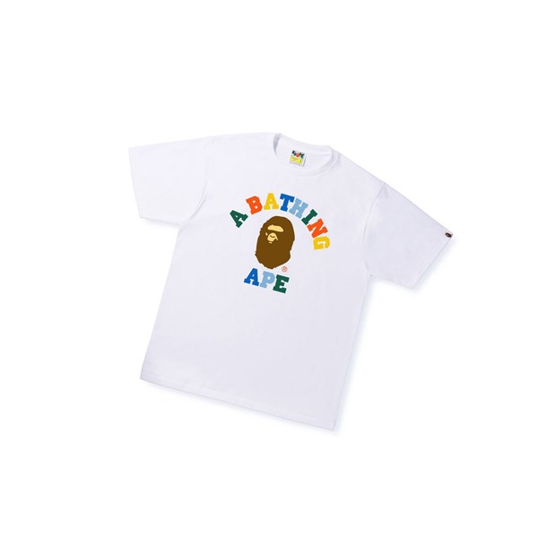 Koszulki Męskie A BATHING APE Bape Colors College Tee Krótkie Sleeve Białe | MJRQ-40851