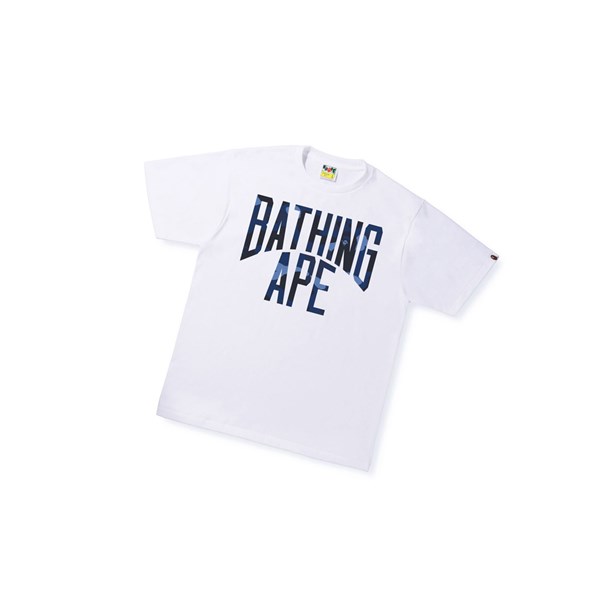 Koszulki Męskie A BATHING APE Bape Color Camo A Nyc Logo Tee Krótkie Sleeve Białe | WGFU-84697