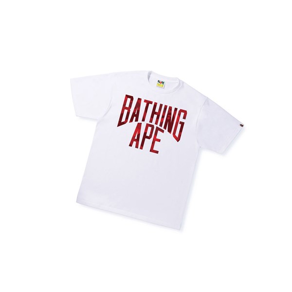 Koszulki Męskie A BATHING APE Bape Color Camo A Nyc Logo Tee Krótkie Sleeve Białe | YDJB-25713