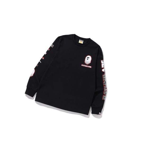 Koszulki Męskie A BATHING APE Bape Graphic #1 L/S Tee Long Sleeve Czarne | ZLHN-92413