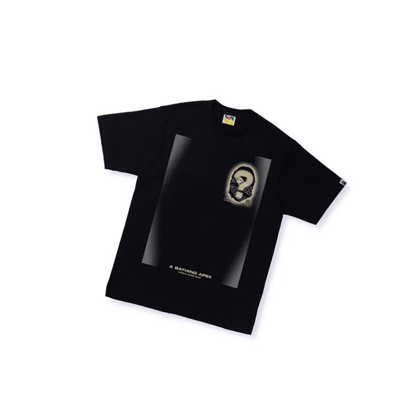 Koszulki Męskie A BATHING APE Bape Multi Logo Tee #3 Krótkie Sleeve Czarne | MEYN-24967