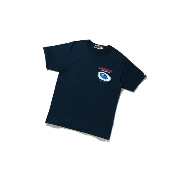 Koszulki Męskie A BATHING APE Bape Resort Pool Tee Krótkie Sleeve Granatowe Niebieskie | ITJU-57382