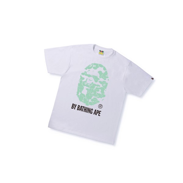 Koszulki Męskie A BATHING APE Bape Text Code Camo By Bathing Ape Tee Krótkie Sleeve Białe | LTRW-73291