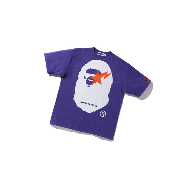 Koszulki Męskie A BATHING APE Bape X Heron Preston Relaxed Tee Krótkie Sleeve Fioletowe | EQNS-80491