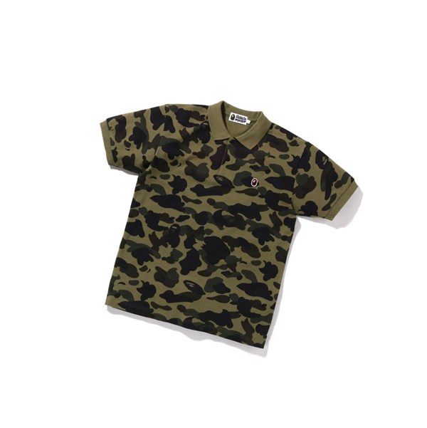 Polo Męskie A BATHING APE Bape 1st Camo One Point Krótkie Sleeve Zielone | OJQD-80672