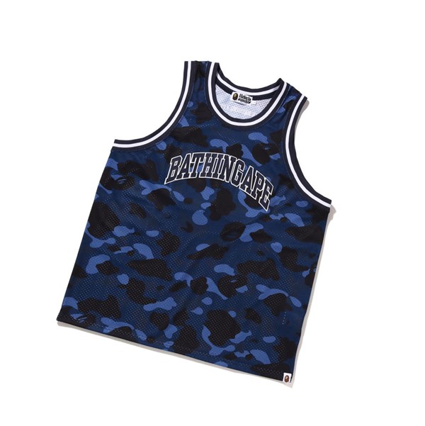 Tank Tops Męskie A BATHING APE Bape Color Camo Basketball Tank Top Niebieskie | VYRI-02319