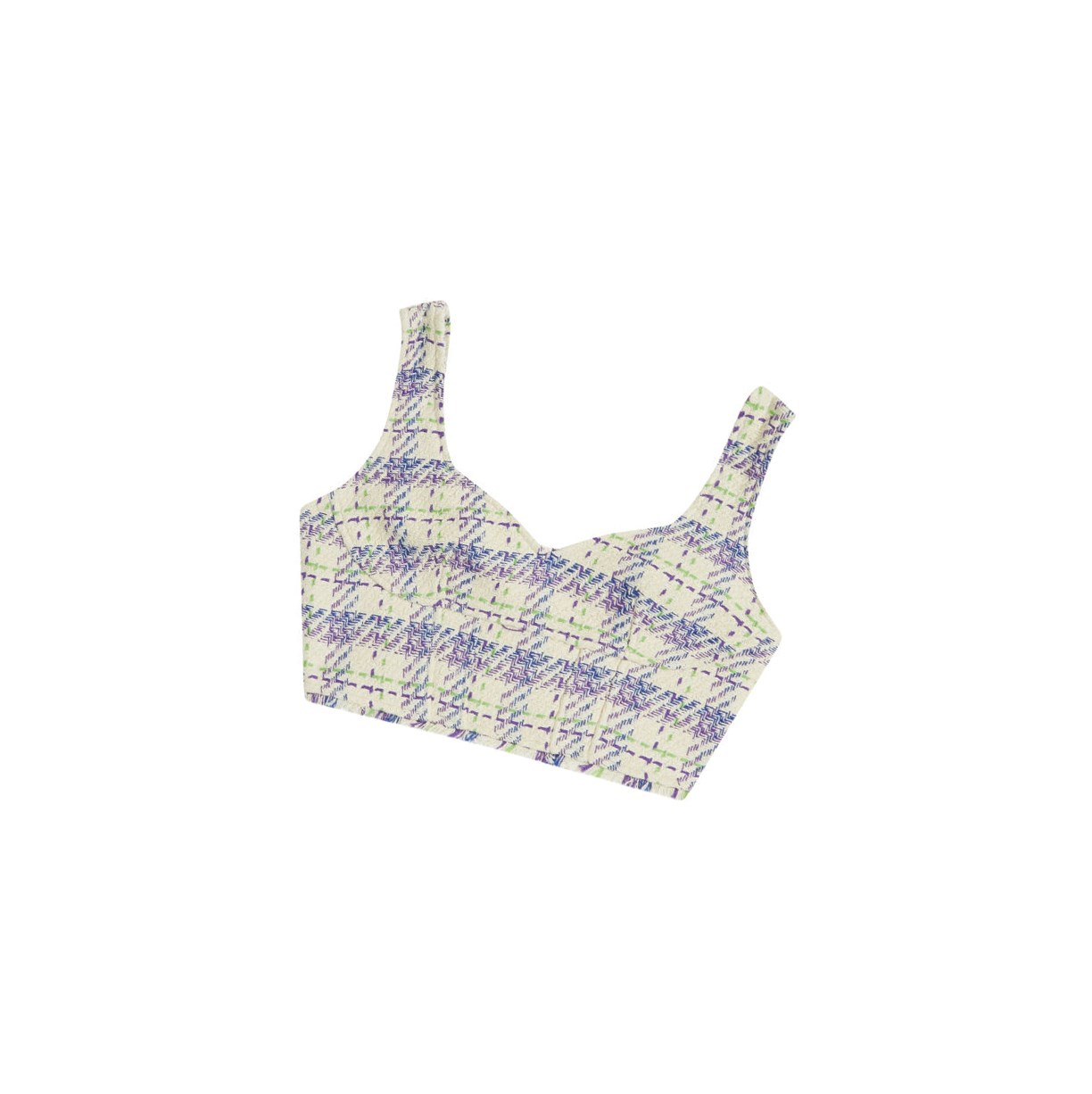 Bluzka Damskie A BATHING APE Bape Checked Crop Top Bez Rękawów Violet | HFPC-10835