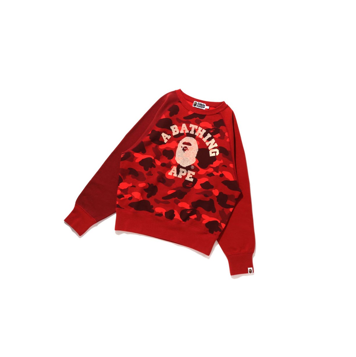 Bluzy Damskie A BATHING APE Bape College Crazy Color Camo Raglan Crewneck Czerwone | XHRT-95148