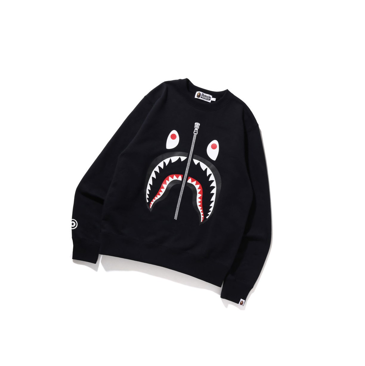 Bluzy Męskie A BATHING APE Bape Shark Crewneck Czarne | YEIJ-21345