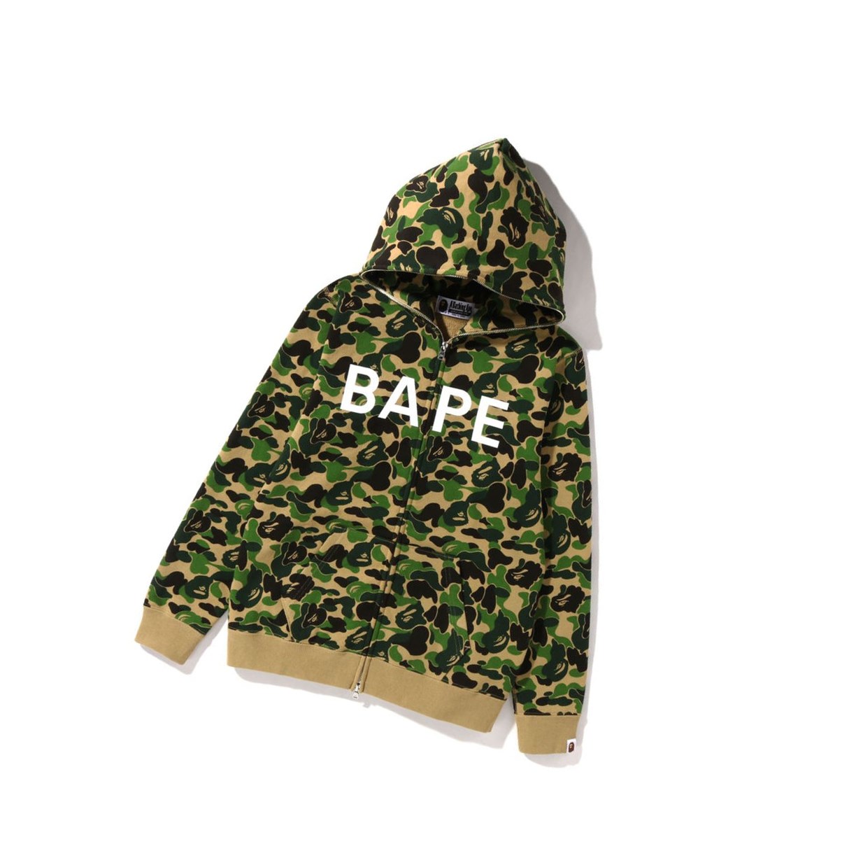 Bluzy Z Kapturem Damskie A BATHING APE Bape Abc Camo Bape Full Zip Zielone | BADZ-28409