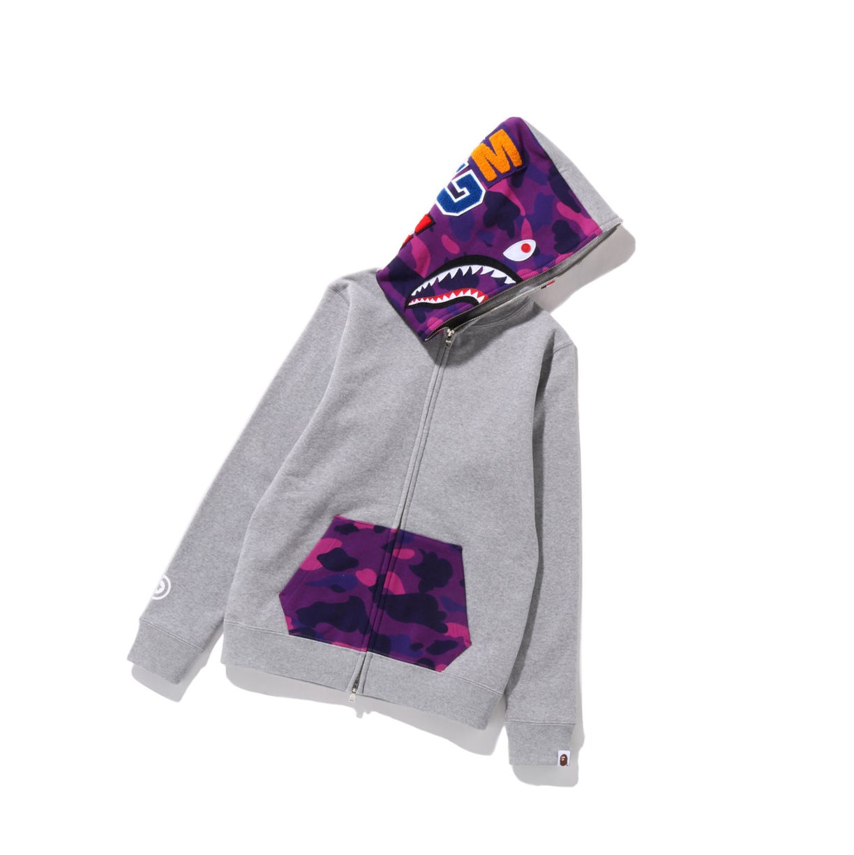 Bluzy Z Kapturem Damskie A BATHING APE Bape Color Camo Shark Full Zip Throughs Szare | GOAU-63154