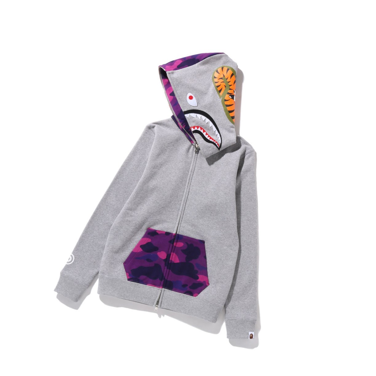 Bluzy Z Kapturem Damskie A BATHING APE Bape Color Camo Shark Full Zip Throughs Szare | GOAU-63154