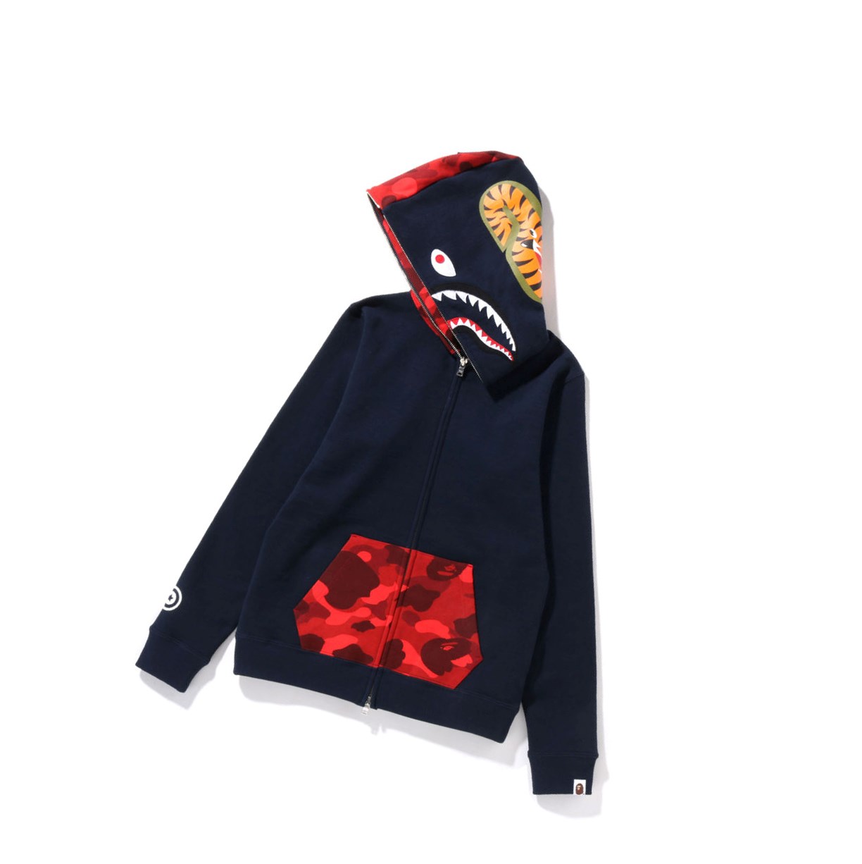 Bluzy Z Kapturem Damskie A BATHING APE Bape Color Camo Shark Full Zip Throughs Niebieskie | HETG-47891