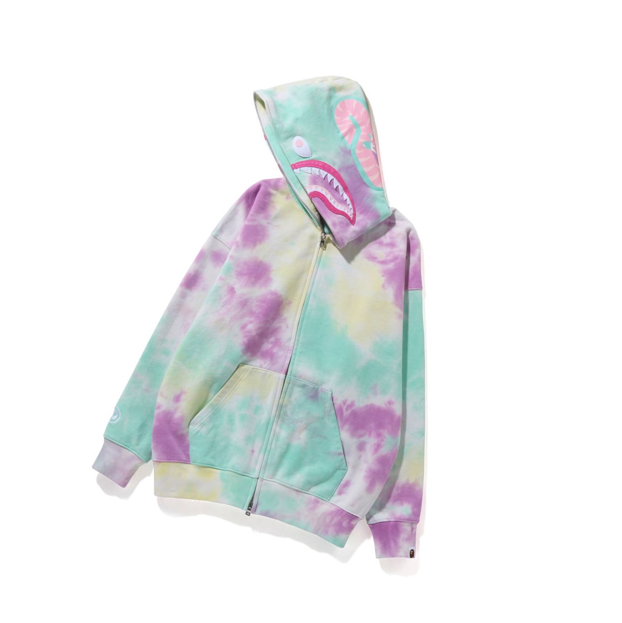 Bluzy Z Kapturem Damskie A BATHING APE Bape Tie-dye Shark Oversized Full Zip Throughs Caise | HPSU-65849