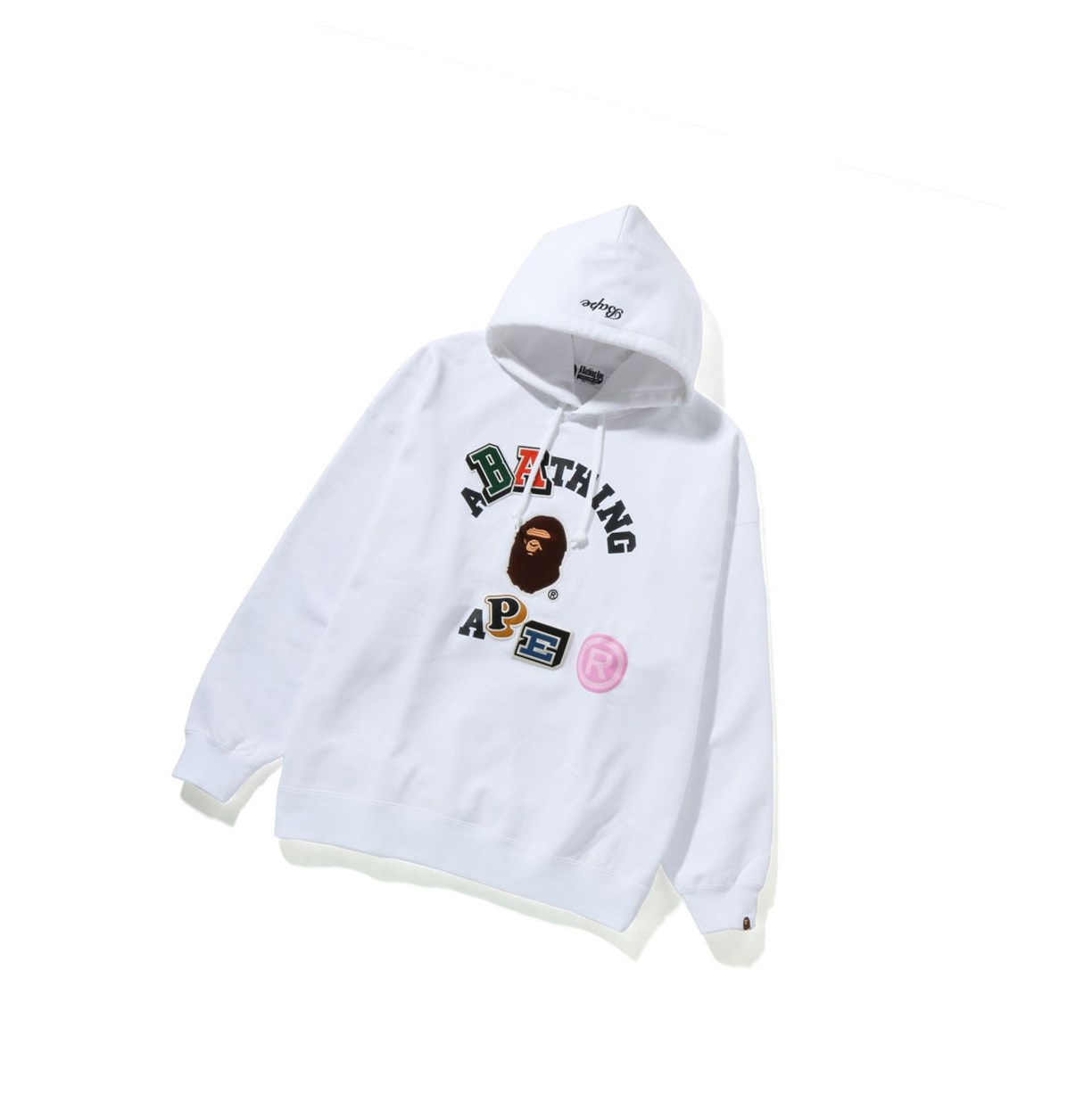 Bluzy Z Kapturem Damskie A BATHING APE Bape Multi Fonts College Oversized Białe | JILD-62951