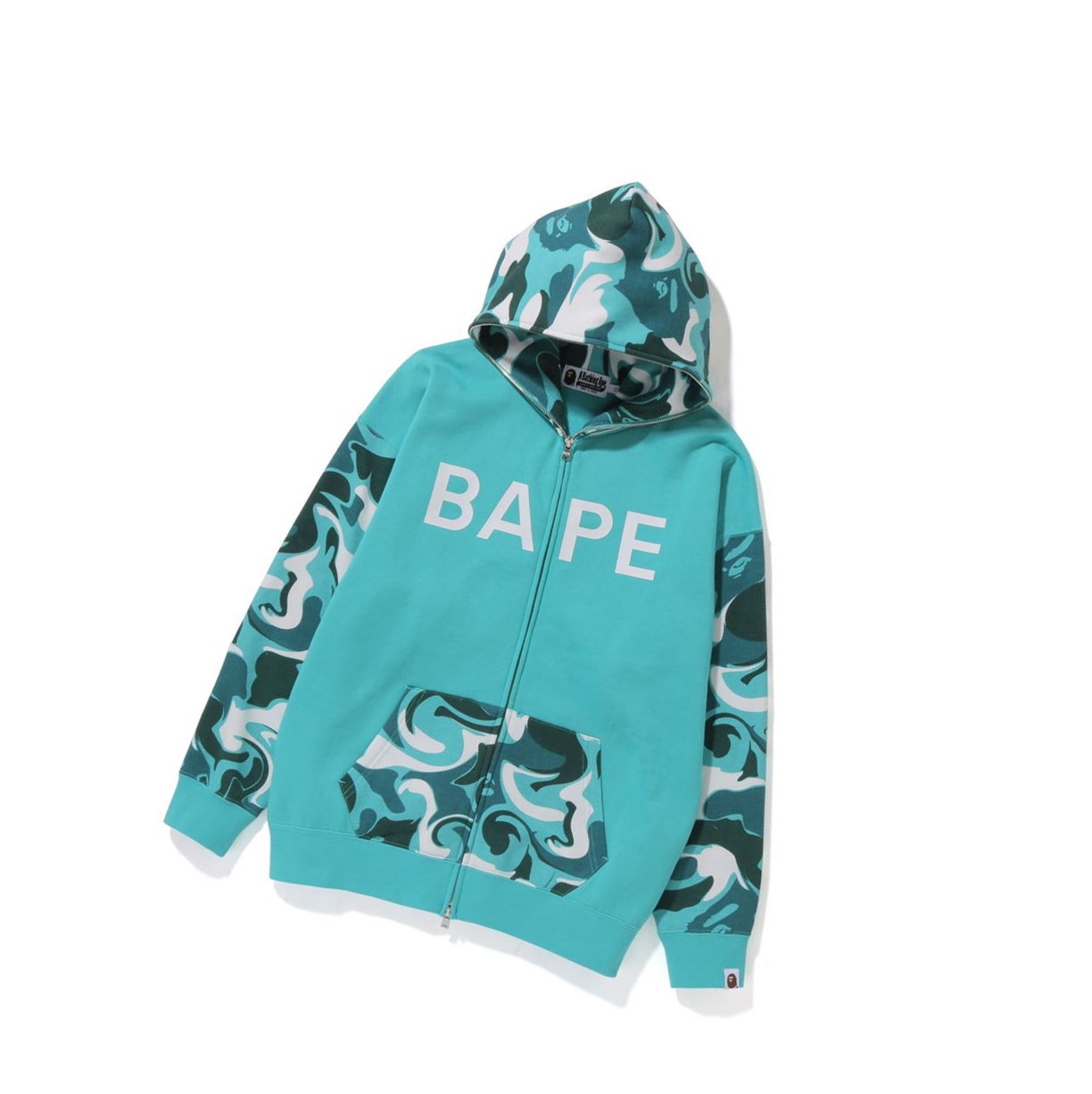 Bluzy Z Kapturem Damskie A BATHING APE Bape Marble Camo Oversized Full Zip Throughs Mięta | OHXE-50423