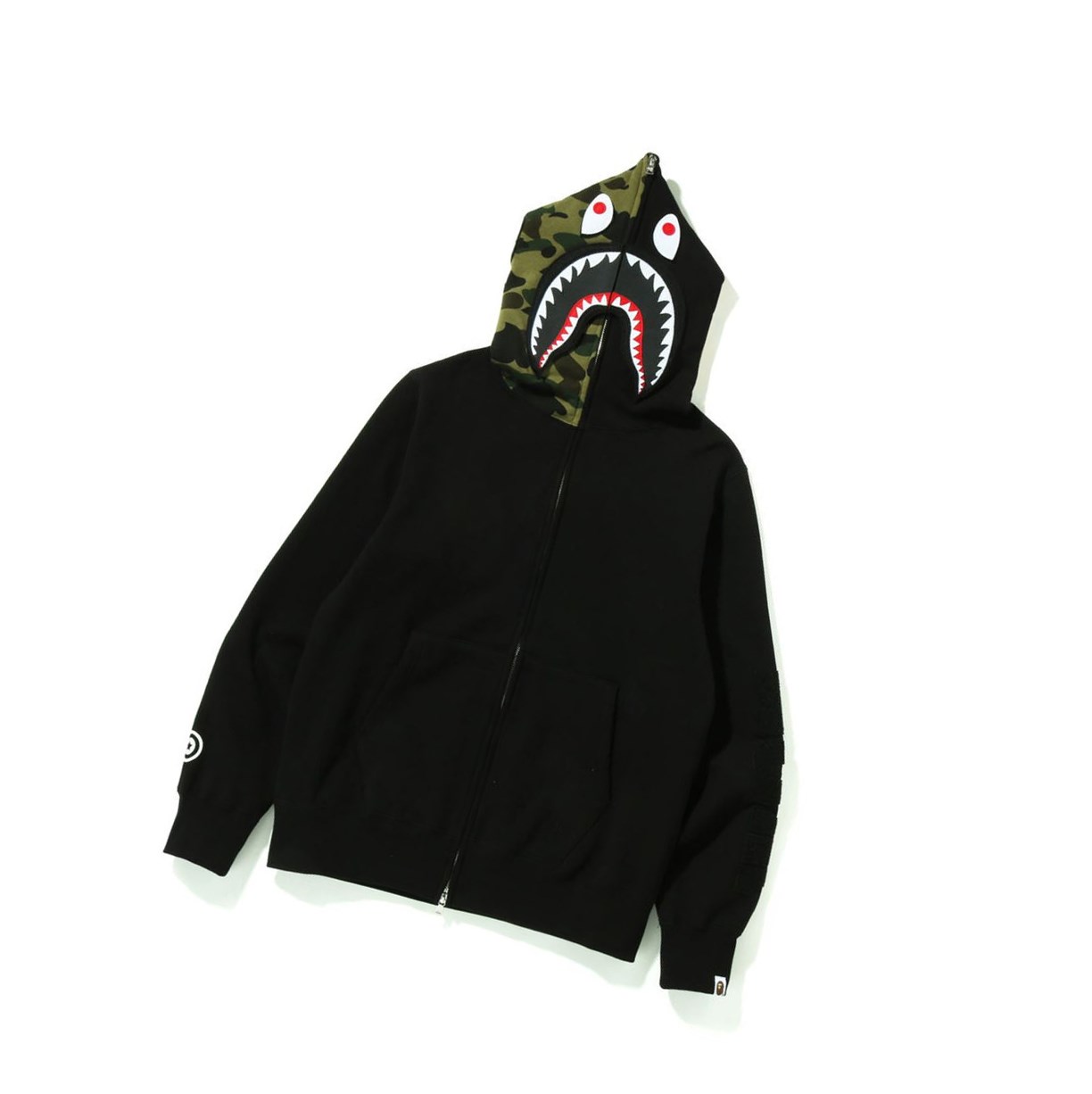 Bluzy Z Kapturem Męskie A BATHING APE Bape Detachable Shark Full Zip Throughs Czarne | VLBY-32649