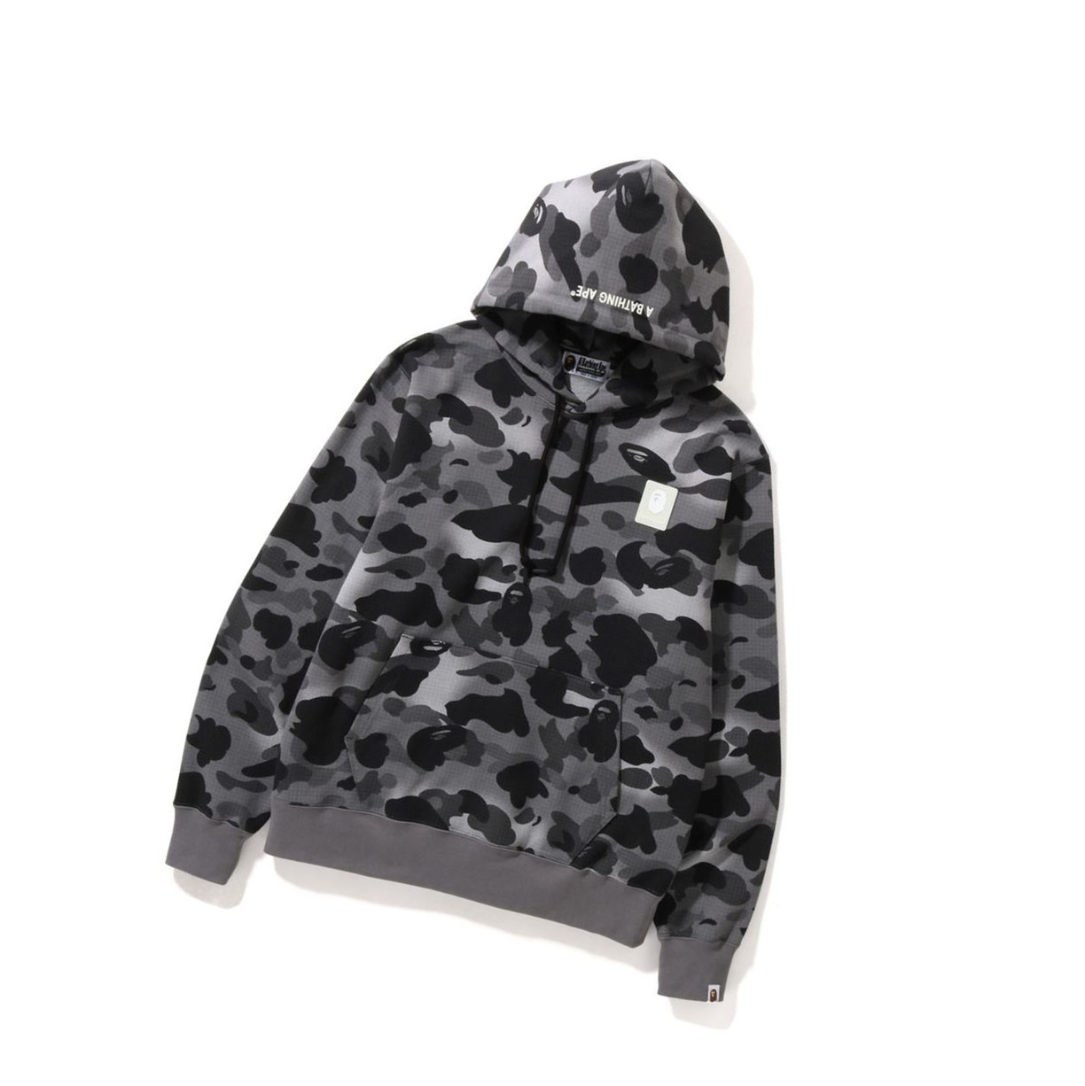 Hoodies Męskie A BATHING APE Bape Grid Camo Pullover Czarne | GVFH-20318