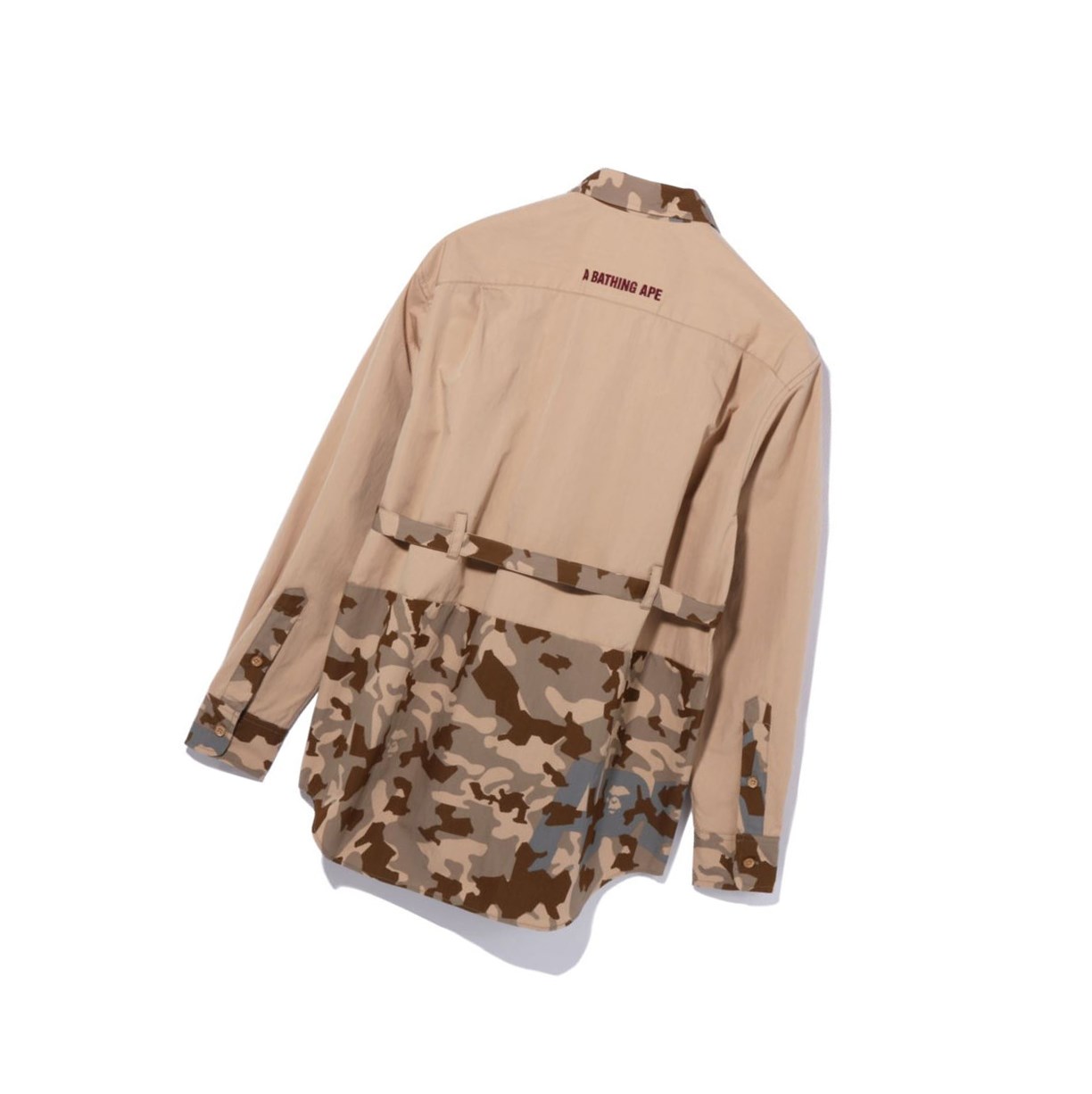 Koszule Damskie A BATHING APE Bape Sand Camo A Bathing Ape Oversized Long Sleeve Beżowe | ABQY-46251