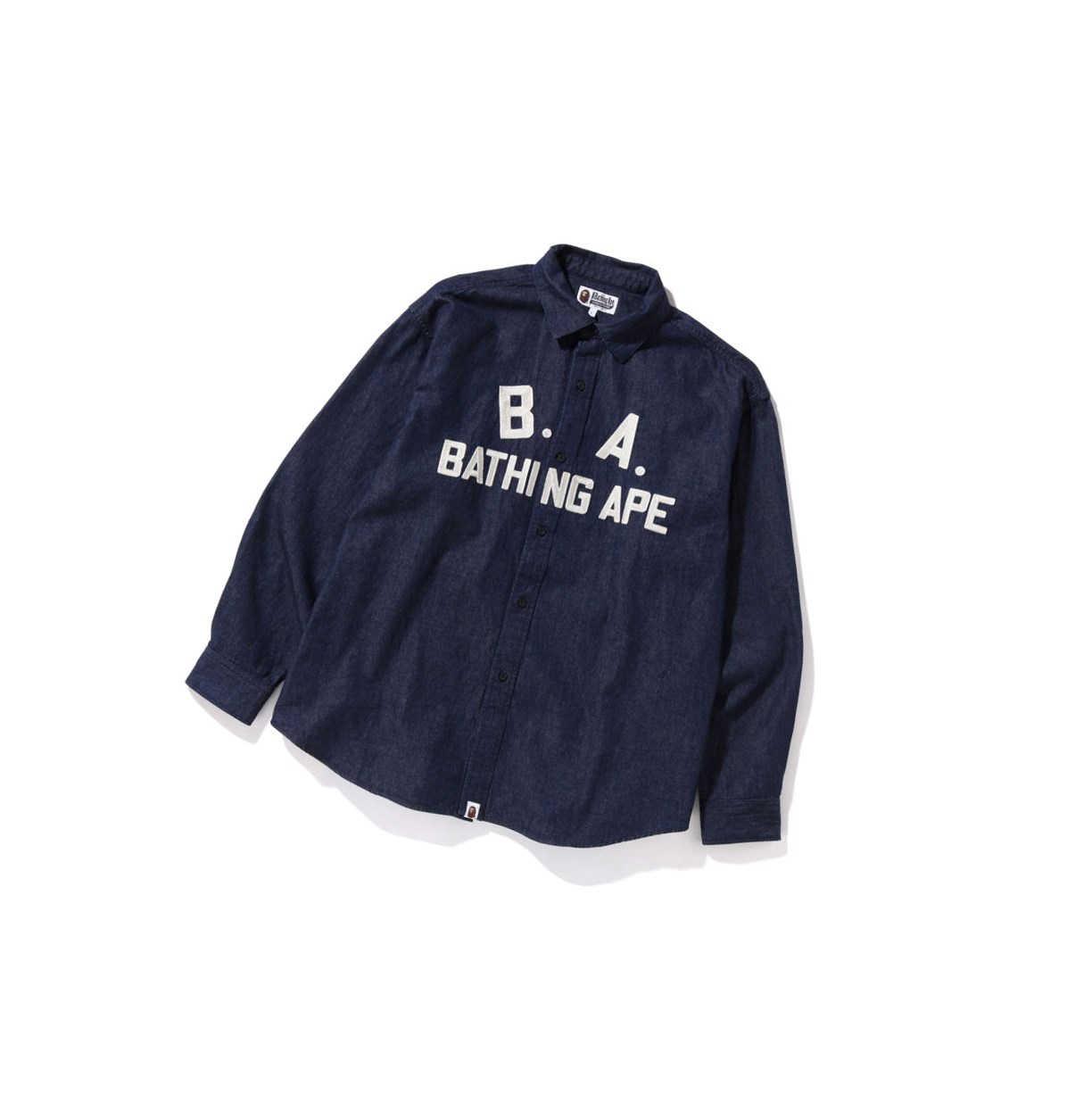 Koszule Męskie A BATHING APE Bape B.A Loose Fit Denim Long Sleeve Niebieskie | BZNQ-86023