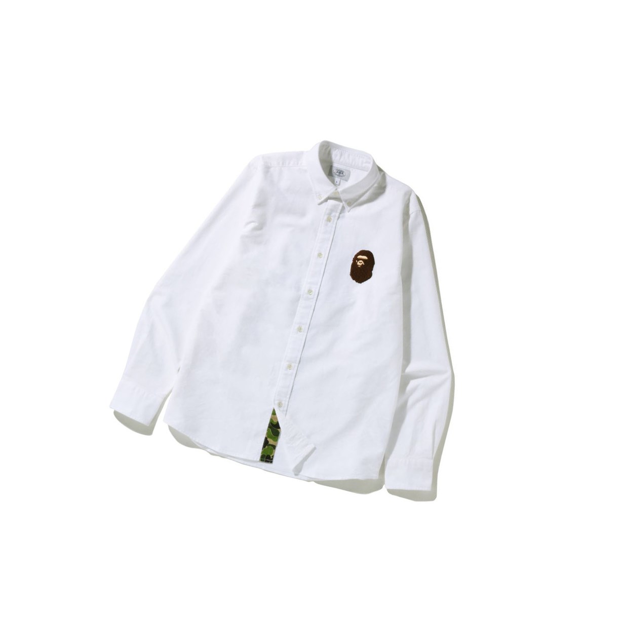 Koszule Męskie A BATHING APE Bape Large Ape Head Oxford Bd Long Sleeve Białe | XADL-29138