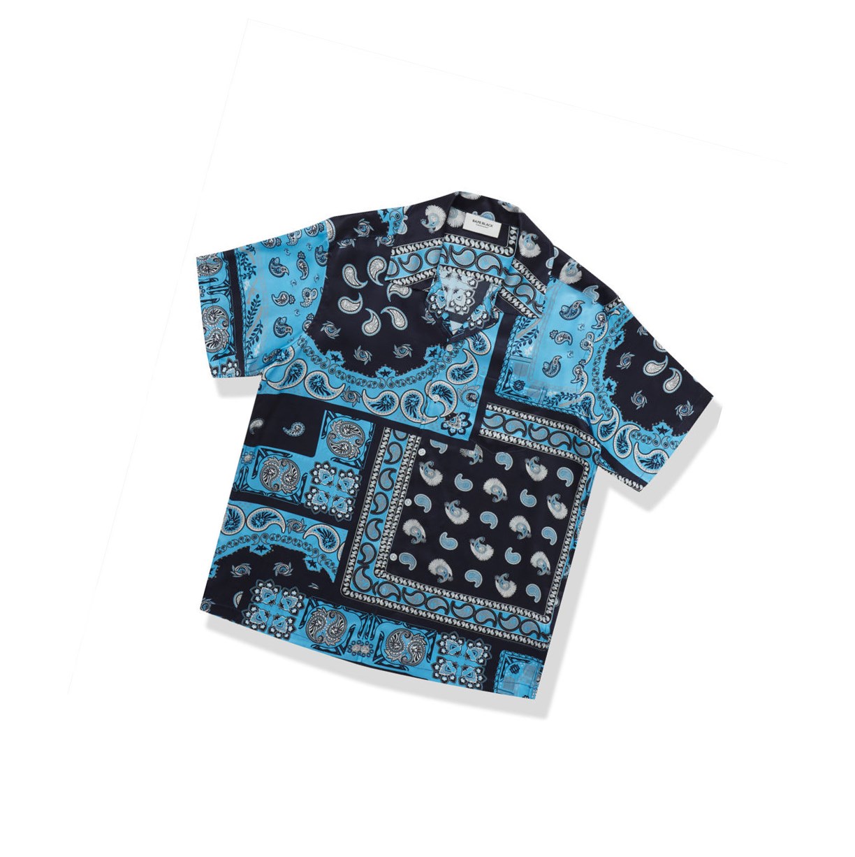 Koszule Męskie A BATHING APE Bape Paisley Print Krótkie Sleeve Niebieskie | NGLU-05798