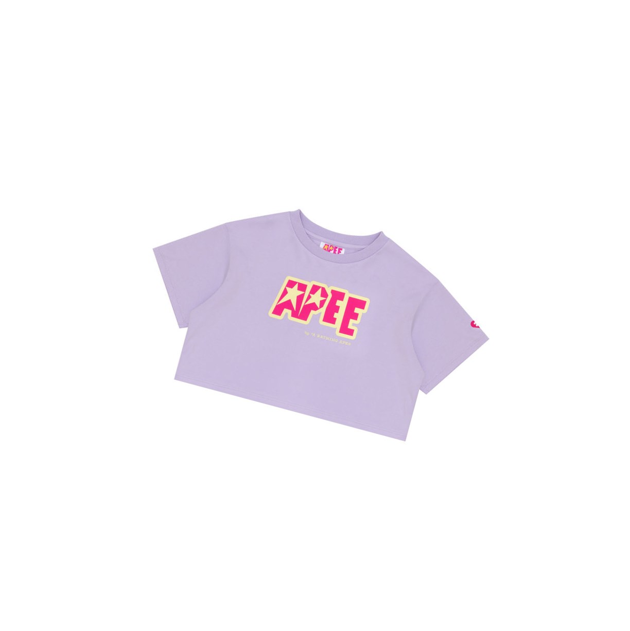 Koszulki Damskie A BATHING APE Bape Double Logo Cropped Tee Krótkie Sleeve Pastel Lilac | PKZO-03768