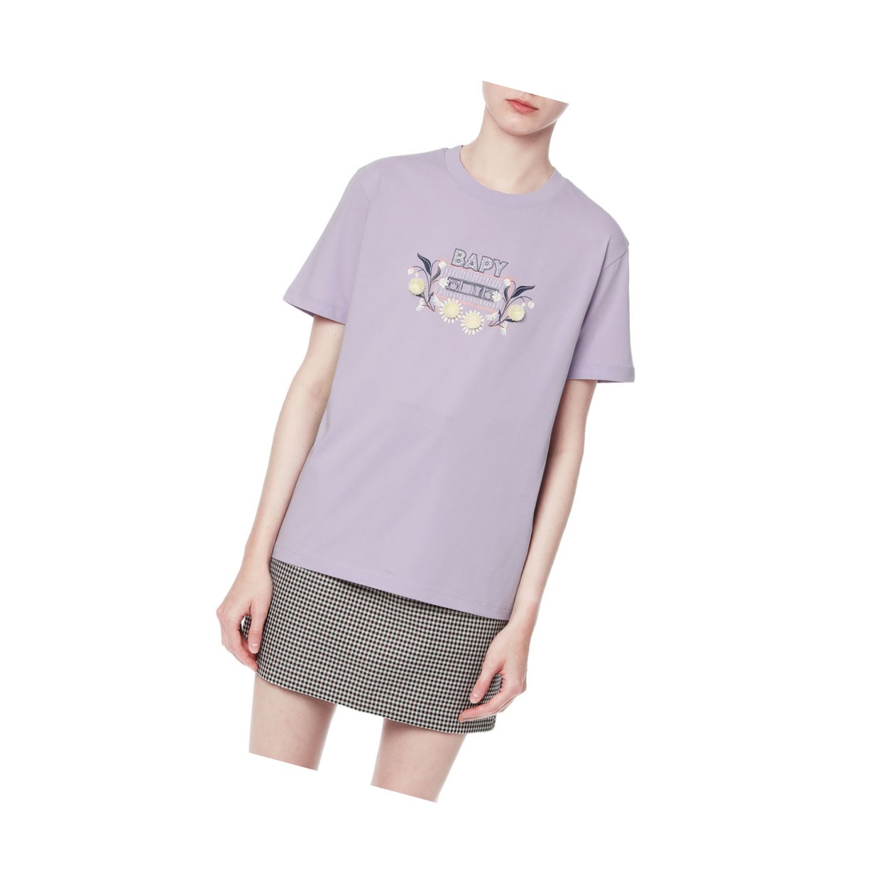 Koszulki Damskie A BATHING APE Bape Embellished Tee Krótkie Sleeve Pastel Lilac | ULJZ-30517