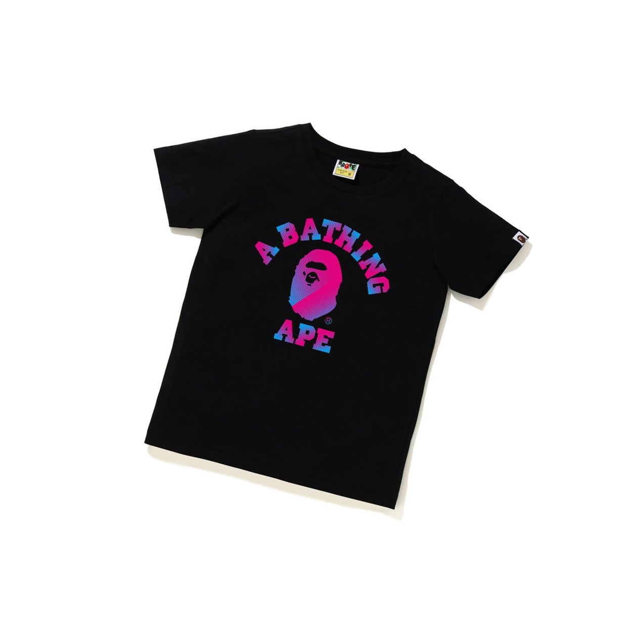 Koszulki Damskie A BATHING APE Bape Halftone Dot College Tee Krótkie Sleeve Czarne | ZOBM-82430