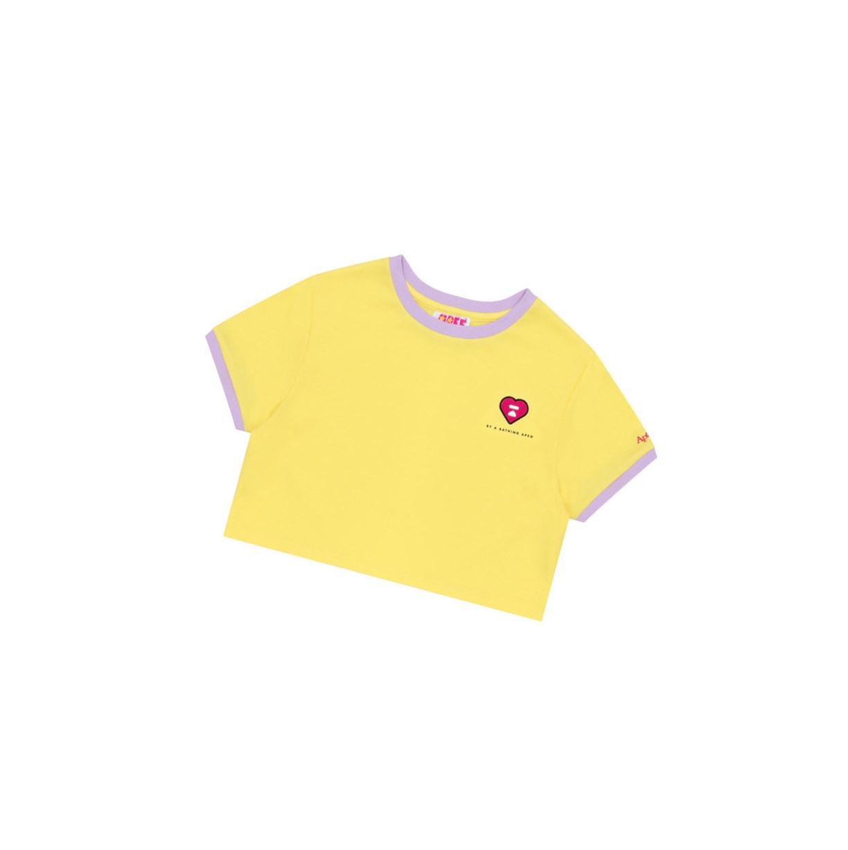 Koszulki Damskie A BATHING APE Bape Heart Cropped Tee Krótkie Sleeve Żółte | ACOW-54961